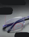 Stylish Frameless Diamond Cut Edge Reading Glasses with Anti-Blue Light Protection, Perfect for Fashionable Eye Care and Daily Use - learnconnecthub