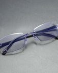 Stylish Frameless Diamond Cut Edge Reading Glasses with Anti-Blue Light Protection, Perfect for Fashionable Eye Care and Daily Use - learnconnecthub