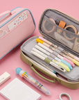 Functional Stationery Box Korean Simple Creative Middle School Girl Canvas Large Capacity Pencil Case Pencil Case - learnconnecthub